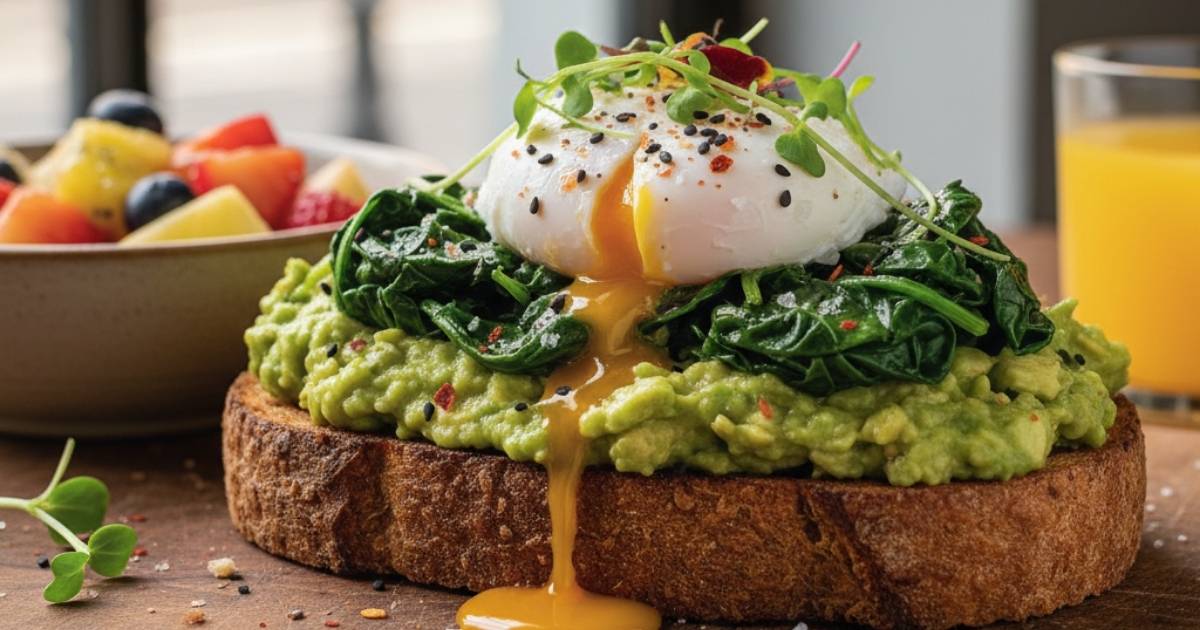 Smashed Avocado & Wilted Spinach Toast